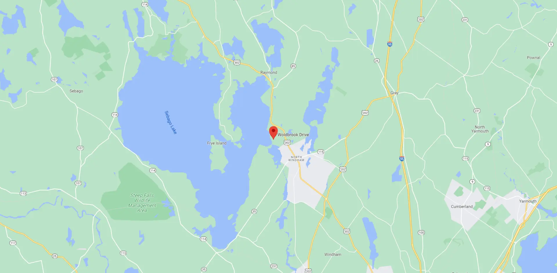 Windemere on Sebago Lake, Maine map location